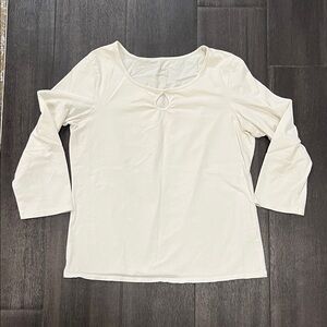 J. Jill Cream Long Sleeve Scoop Neck Top with Ring Detail